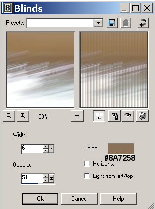 Blinds settings