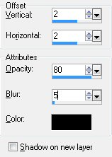 drop shadow setting